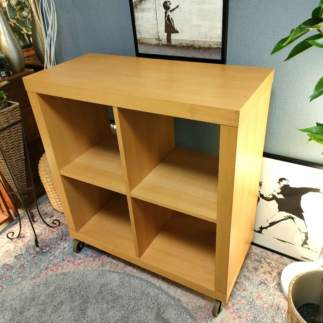 【廃盤旧モデル】無印良品2☓2シェルフ キャスター付き ブナ材