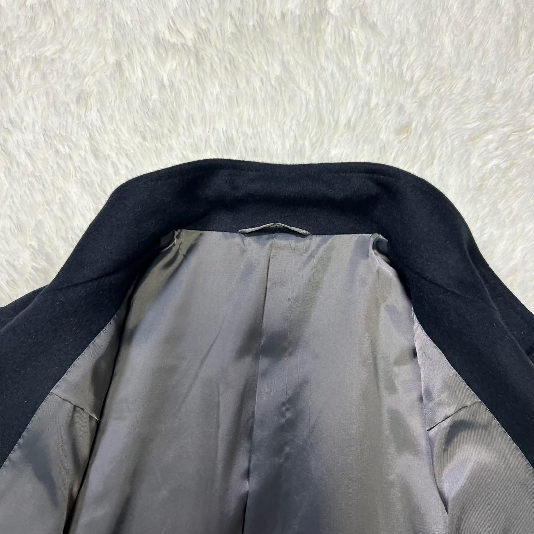 【美品】コムサメン アンゴラ50% スタンドカラーコート 黒 L 高級素材