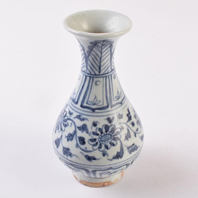 中国　青花　花卉文玉壷春瓶　N　R8966