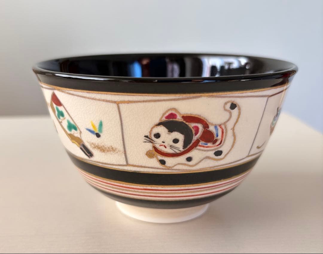 黒仁清　帯亀甲戌　抹茶茶碗