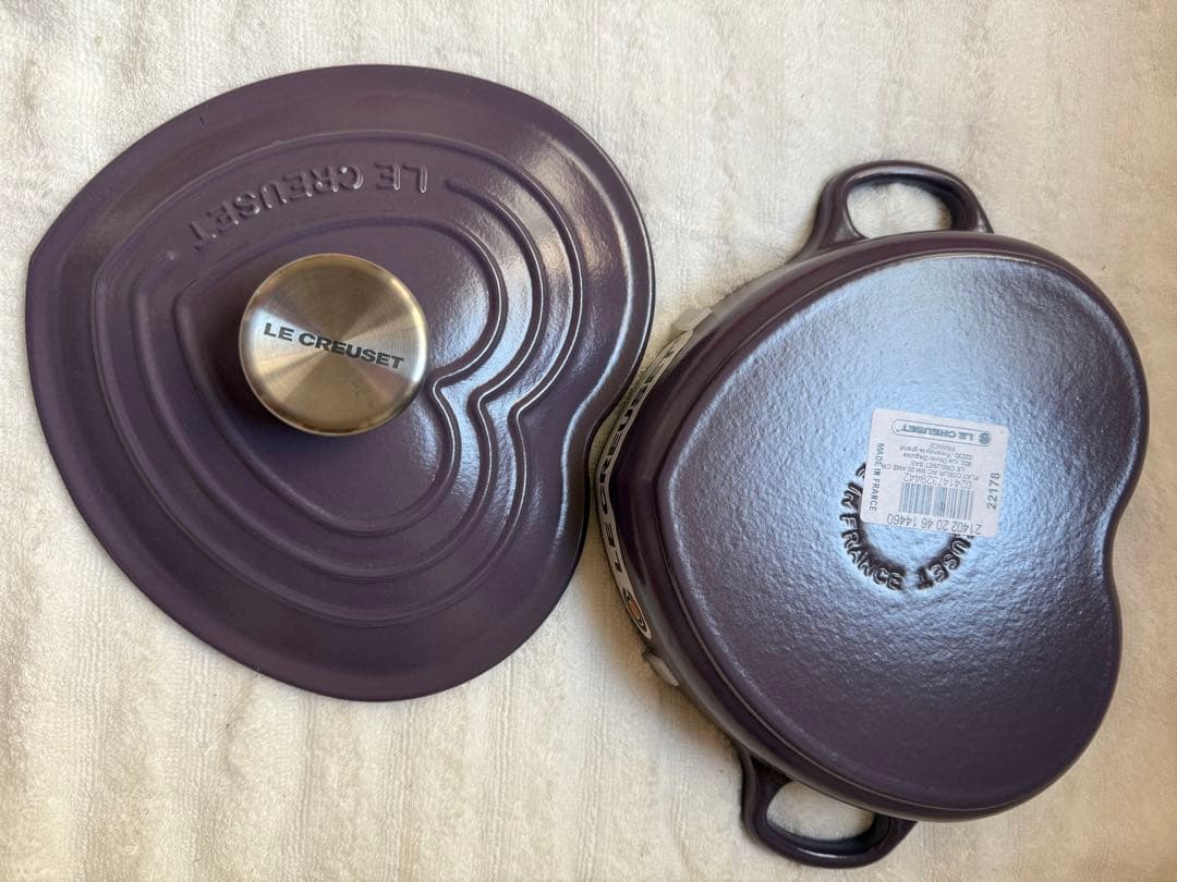 レア　LE CREUSET ハート型パープル鍋　アメジスト　浅鍋