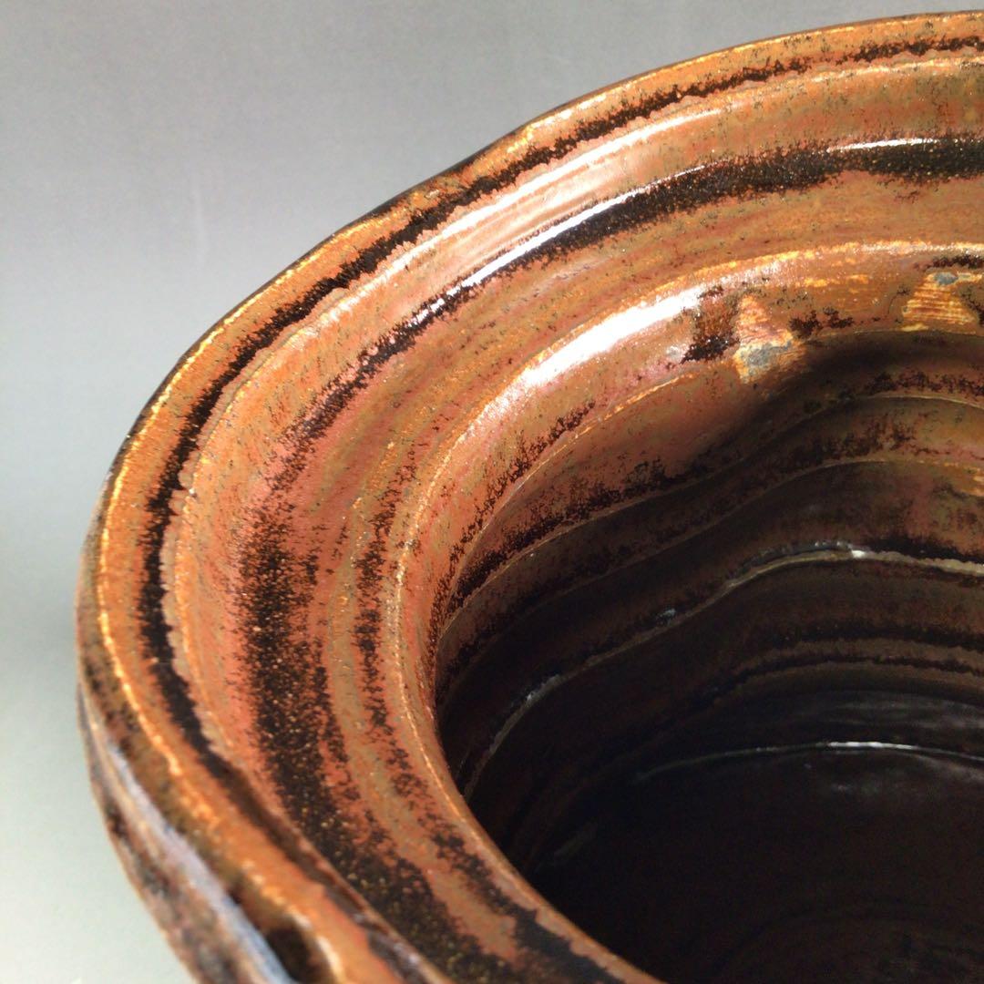 Ｒ３２５　水指　『長谷川青峯造』『耳付』『瀬戸水指』　共箱　茶道具