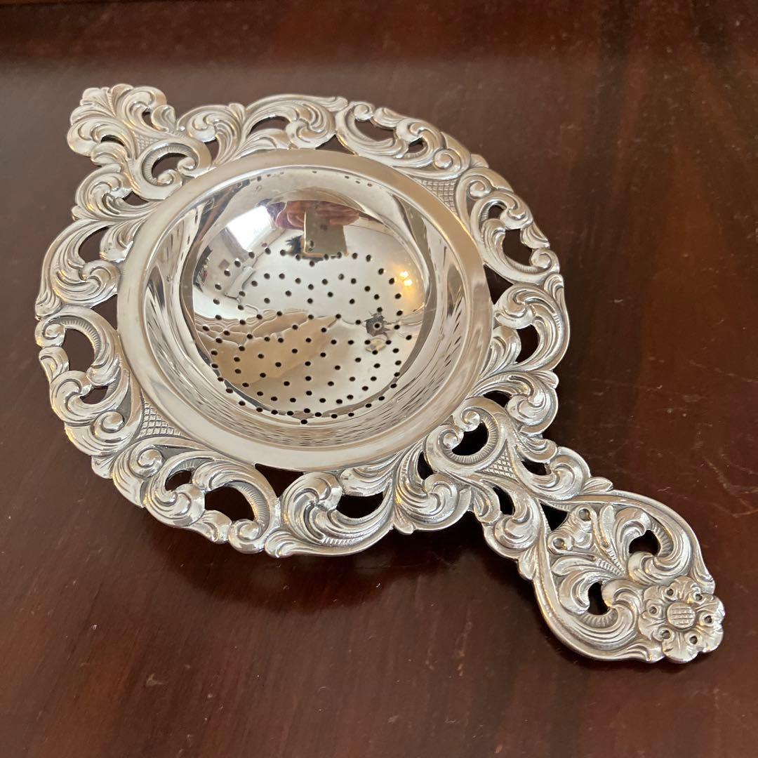 ノルウェー製　作家物　アンティーク純銀　ピアス　ティーストレーナー