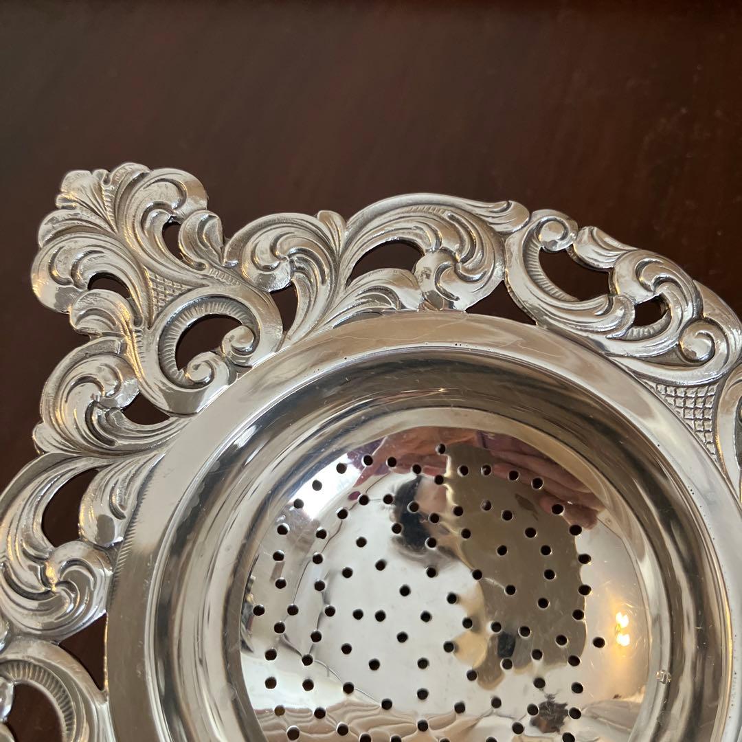 ノルウェー製　作家物　アンティーク純銀　ピアス　ティーストレーナー