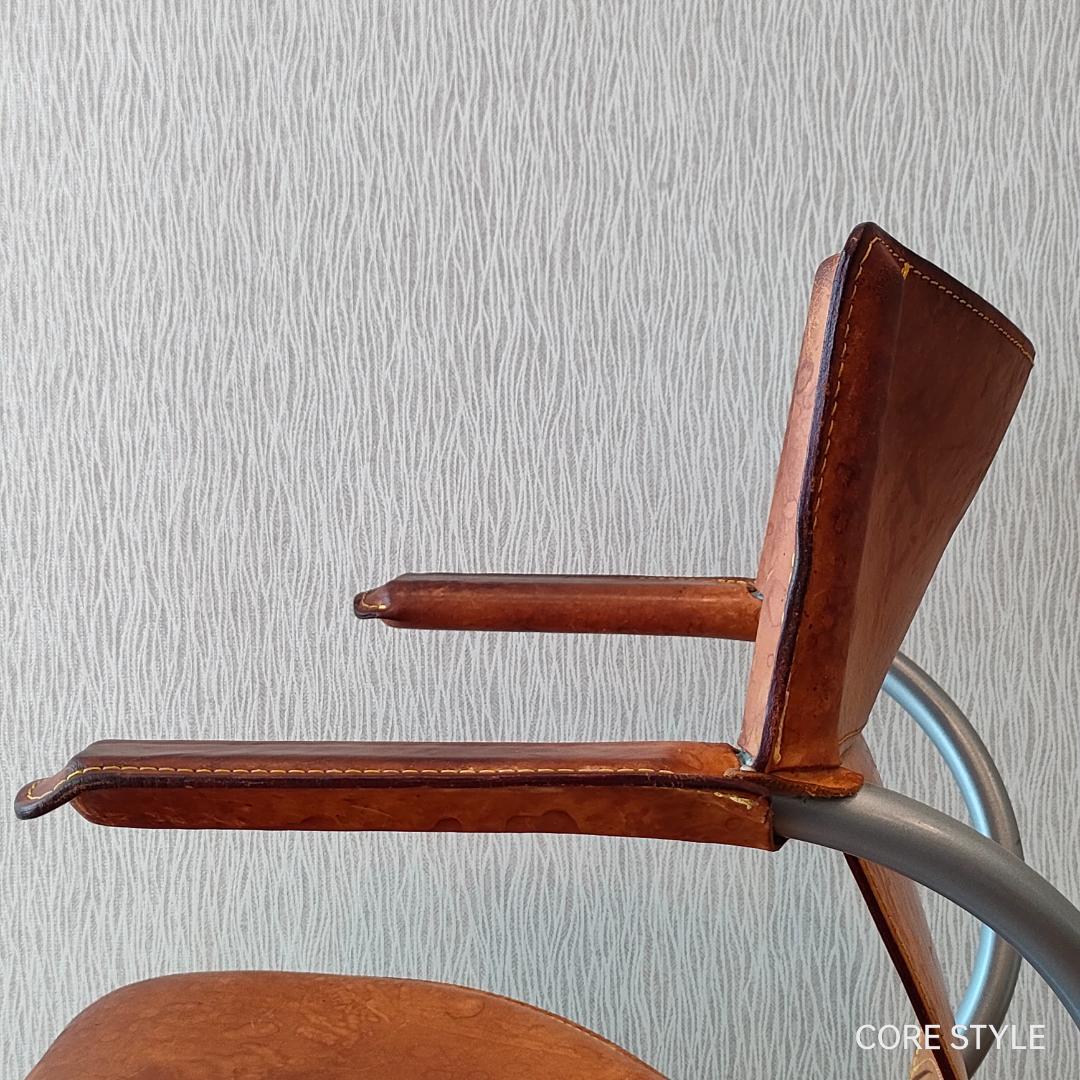 カリモク　デザインワークチェア　ヌメ革　回転式