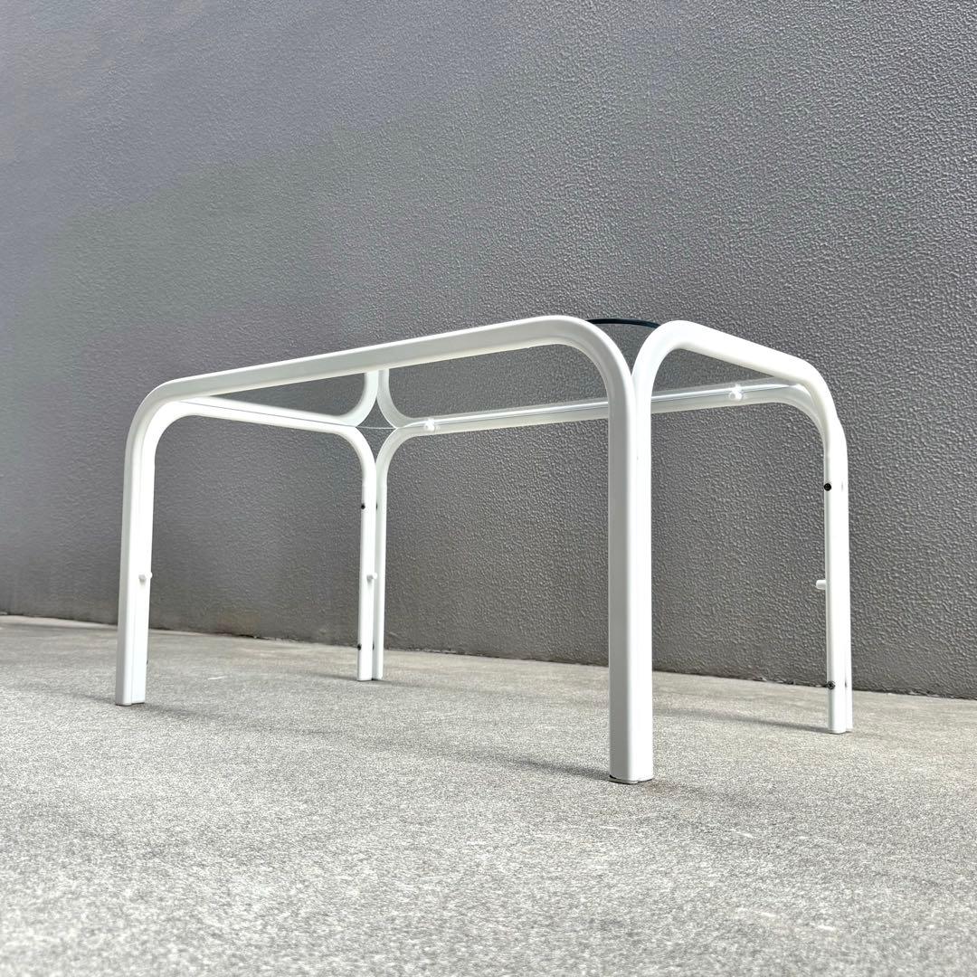 レトロ 北欧モダン ガラス センターテーブル ミッドセンチュリー アイアン 白