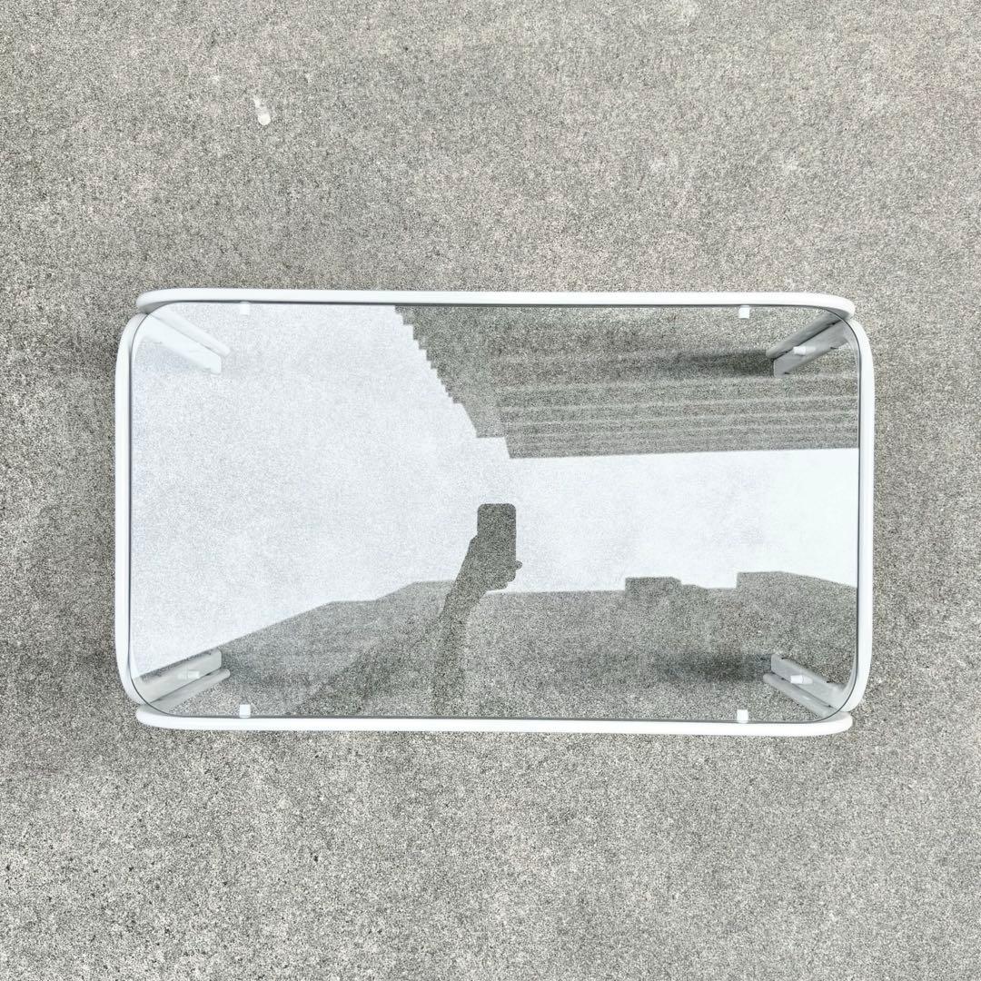 レトロ 北欧モダン ガラス センターテーブル ミッドセンチュリー アイアン 白