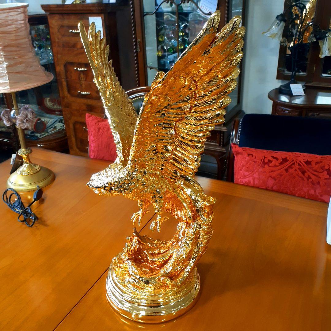 輸入雑貨　アニマルオブジェ　ゴールド　『羽ばたく鷹・イーグル』　縁起物