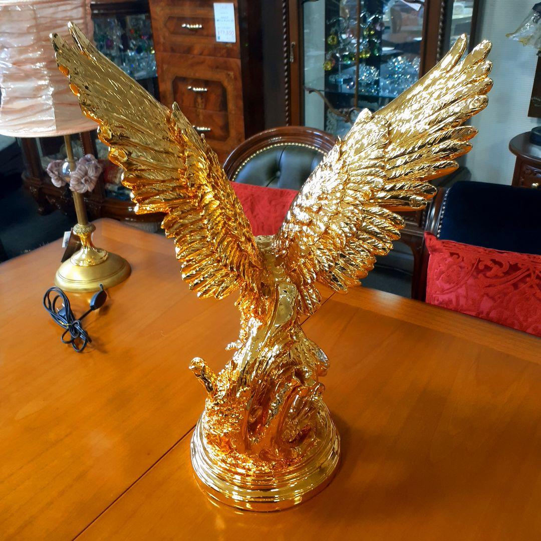輸入雑貨　アニマルオブジェ　ゴールド　『羽ばたく鷹・イーグル』　縁起物
