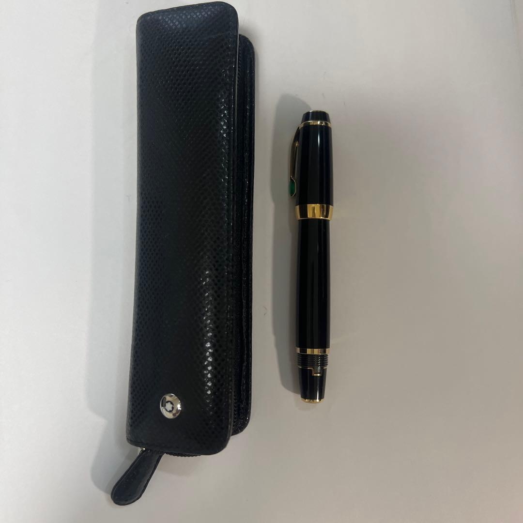 モンブランボエム万年筆グリーンとペンケース ボエム ブラック/レッド1本差し
