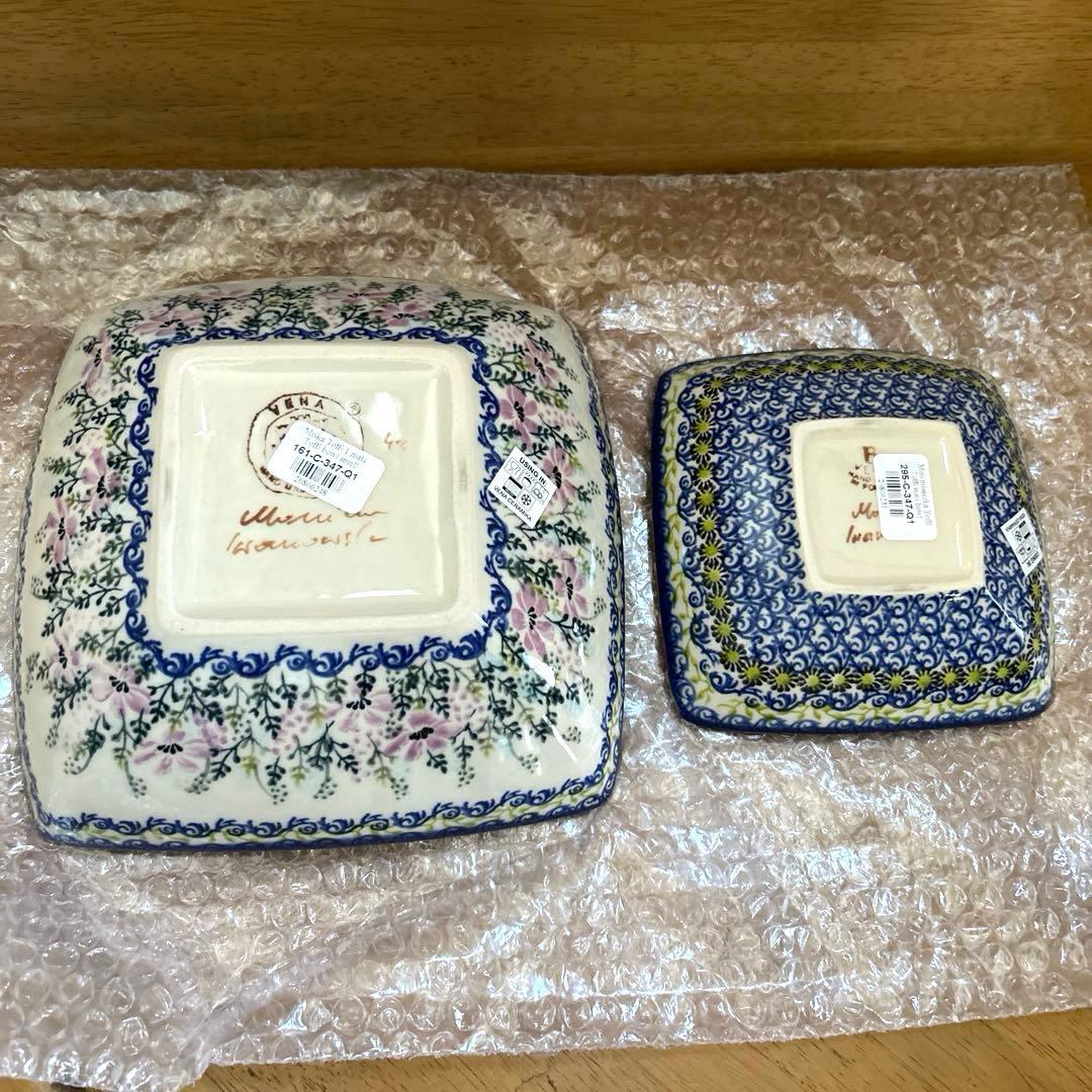 【新品未使用】ポーリッシュポタリー スクエアボウル 15cm 20cm セット