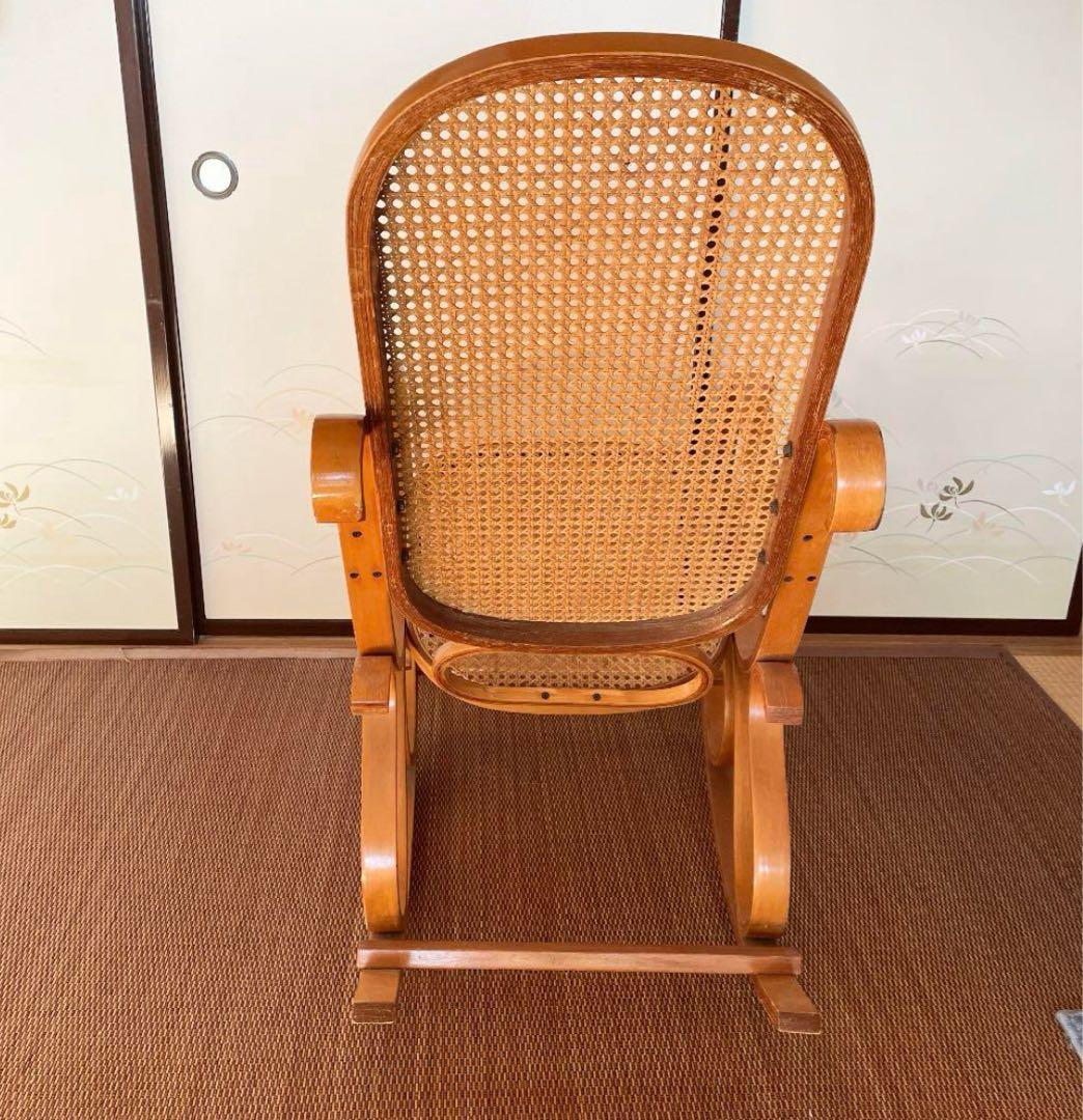 希少カラー ベントウッド 籐ラタン ロッキングチェア 曲木 ヴィンテージ