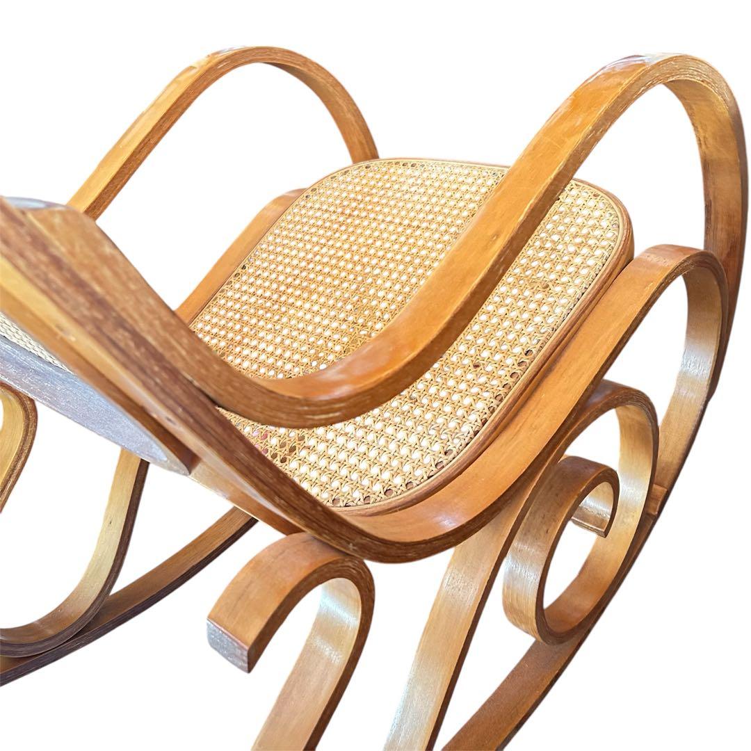 希少カラー ベントウッド 籐ラタン ロッキングチェア 曲木 ヴィンテージ