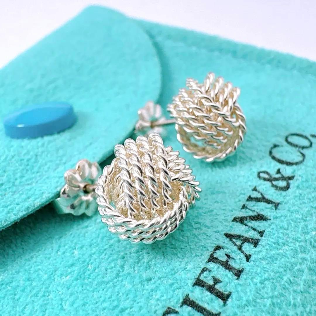 極美品 オールドティファニー サマセット ノット ボール ピアス シルバー925