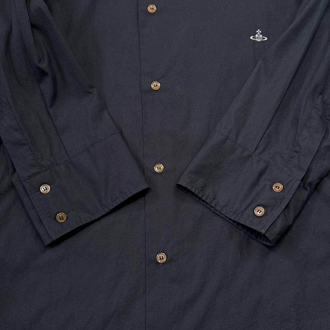 美品【ヴィヴィアンウエストウッドメン】ブラック　オーブ　七分袖　変形シャツ　50