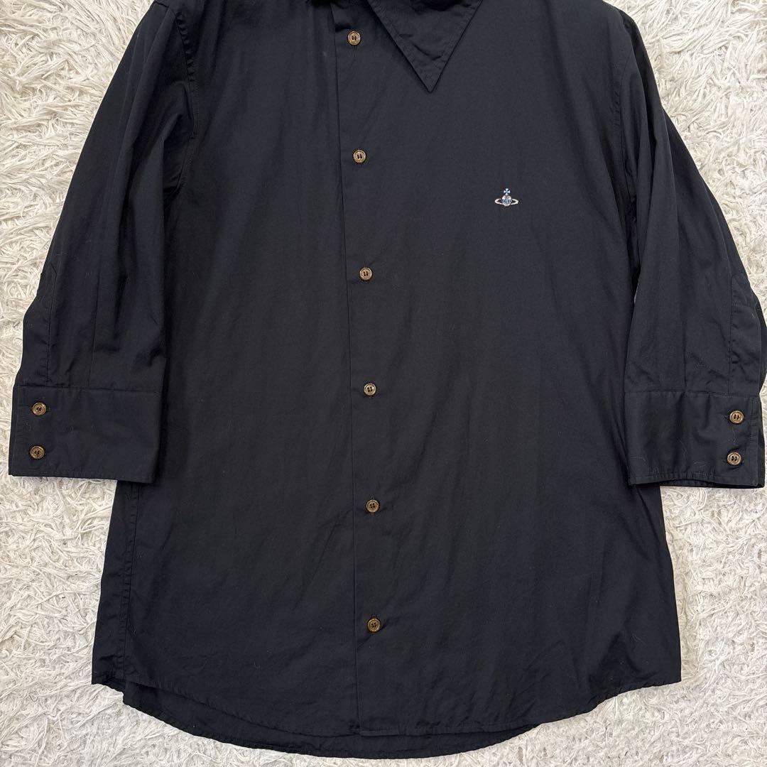 美品【ヴィヴィアンウエストウッドメン】ブラック　オーブ　七分袖　変形シャツ　50