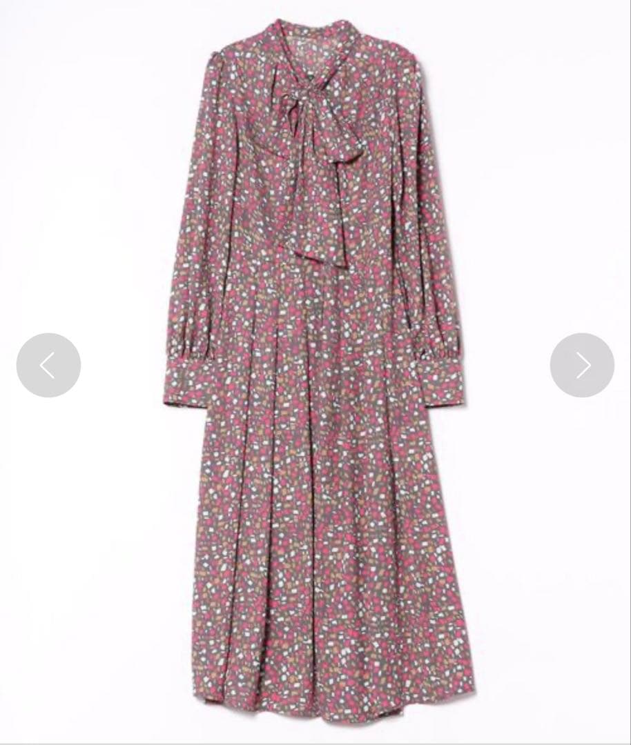 アナイ イレギュラースクエアプリント ギャザーワンピース サイズ36