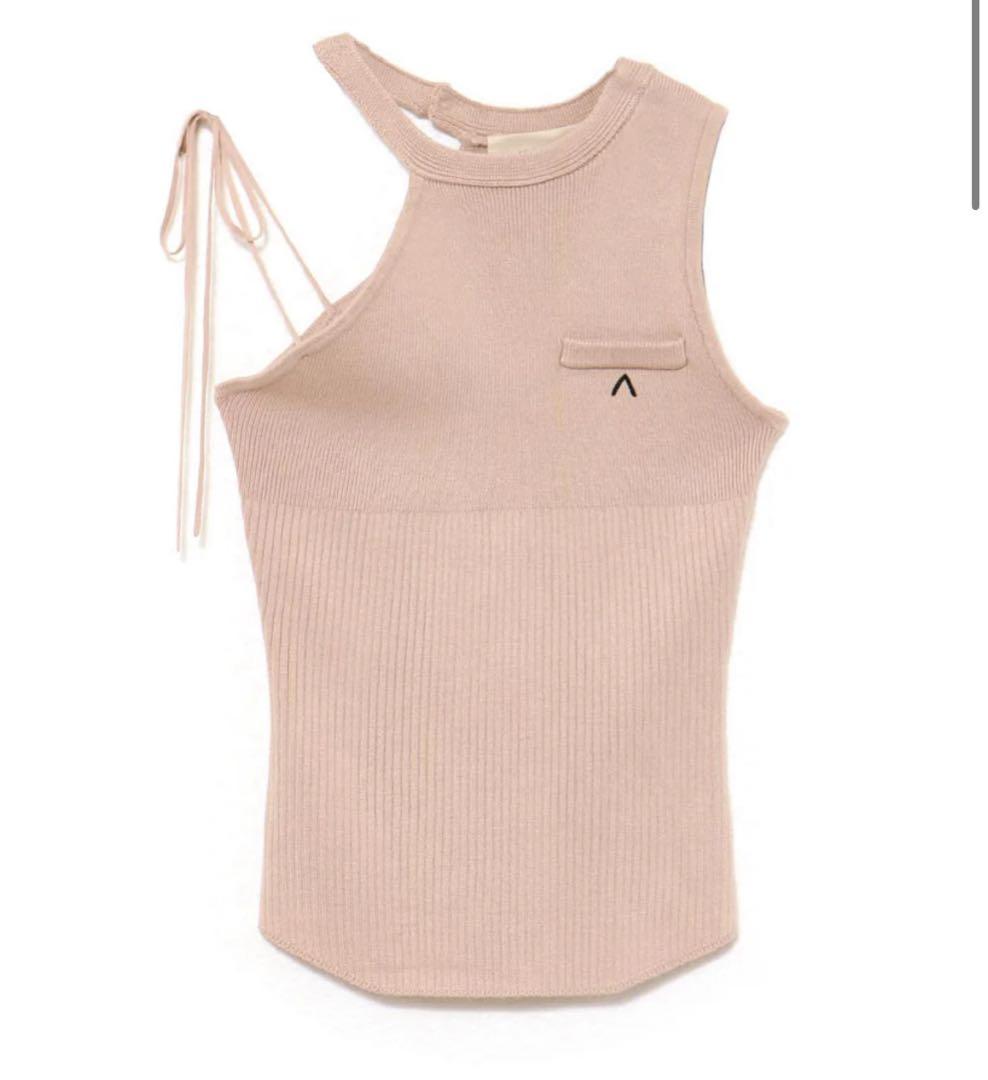 トップス ANDMARY Angie ribbon tank pink beige