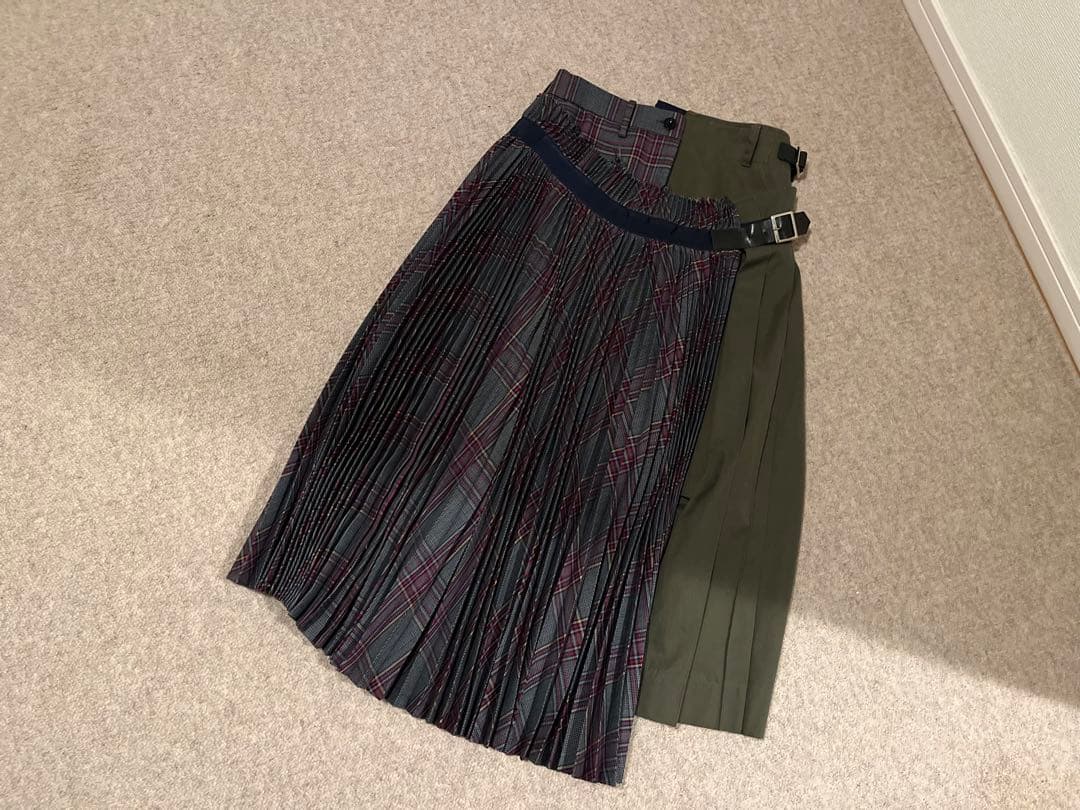 sacai チェック　スカート　ドッキング