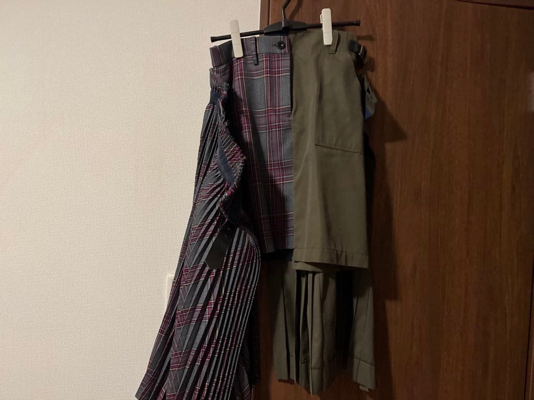 sacai チェック　スカート　ドッキング