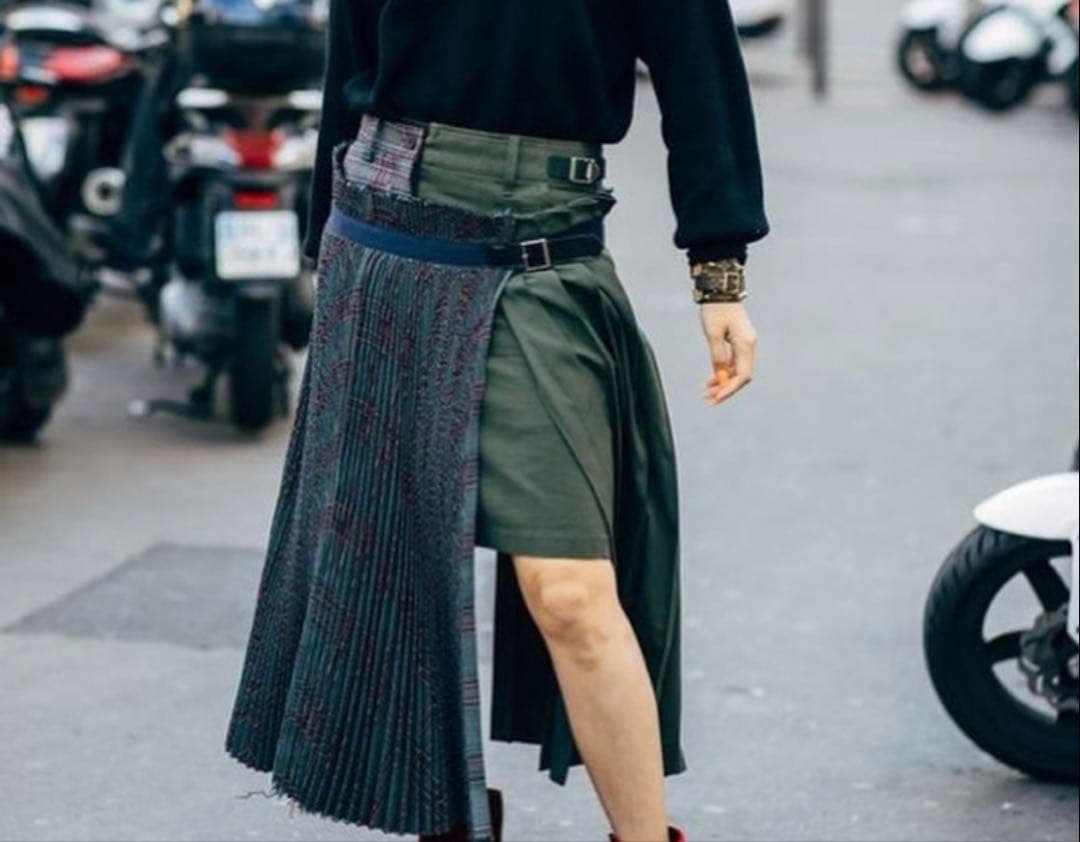 sacai チェック　スカート　ドッキング