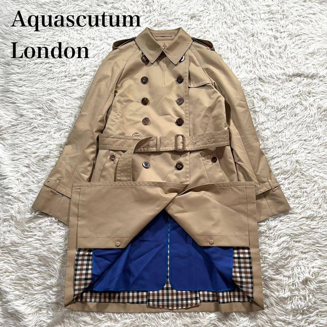 試着のみ✨アクアスキュータム　トレンチコート　ブルー　青　ライナー　ベルト