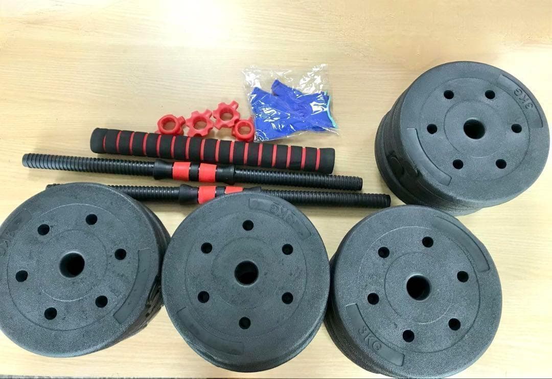 合計50kg／バーベルにもなるダンベル 可変式プレート｜25kg×2個セットb5