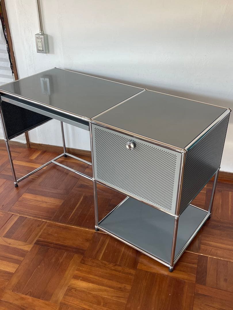 USM ハラー システム パソコン デスク キャビネット 付き マットシルバー