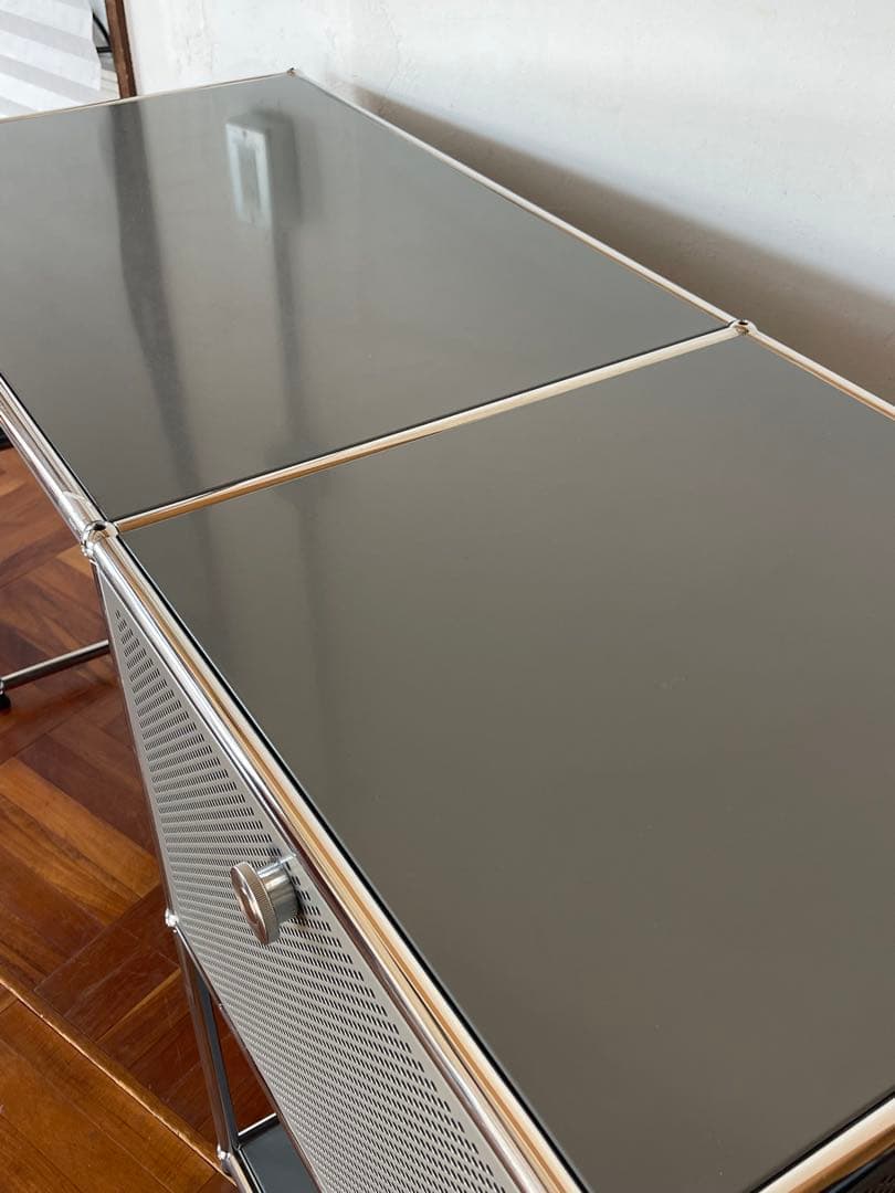 USM ハラー システム パソコン デスク キャビネット 付き マットシルバー