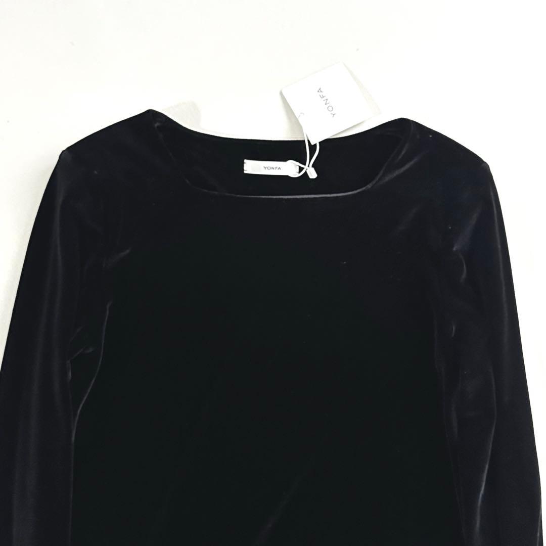 タグ付　YONFA ヨンファ　ベルベットスクエアネックトップスS