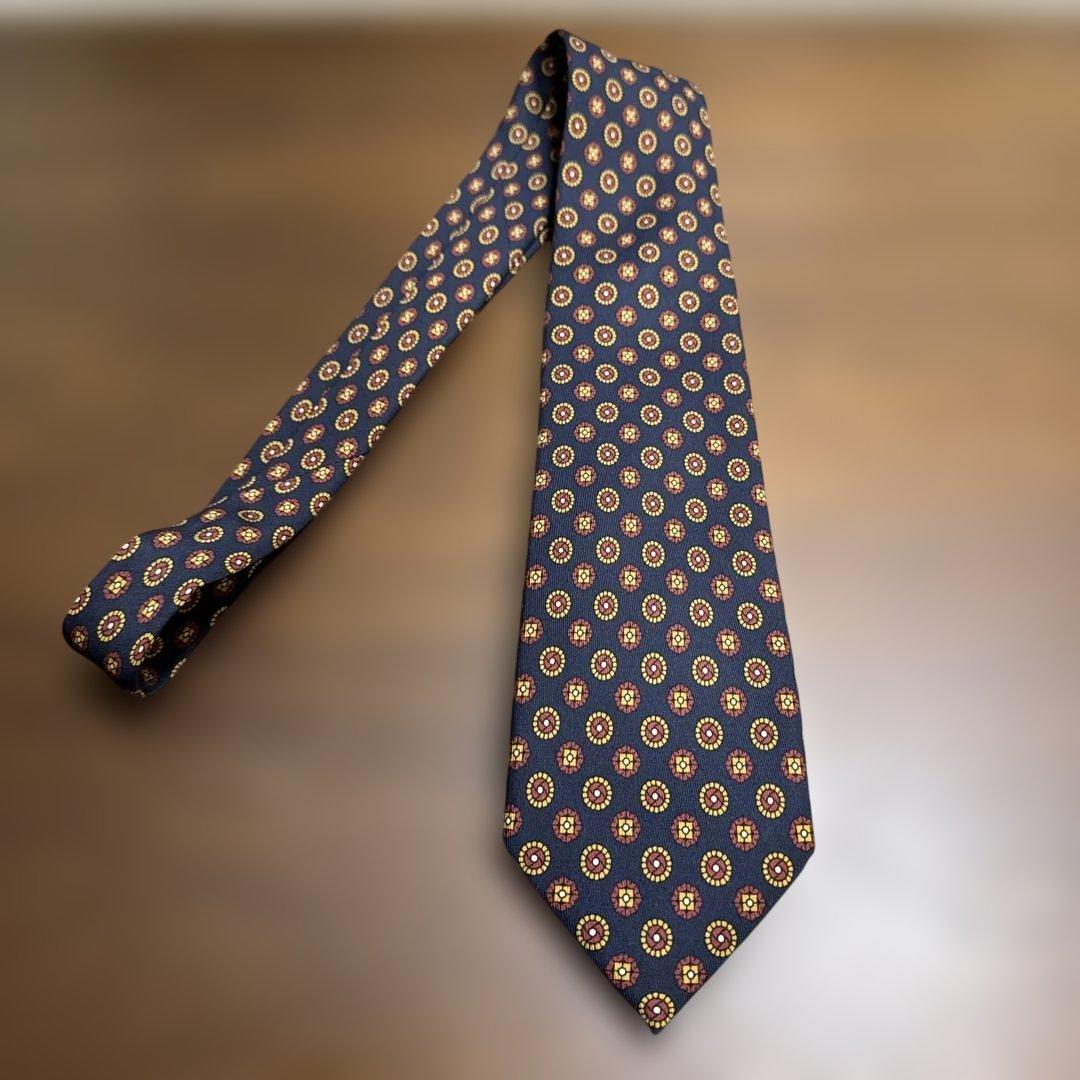 E. MARINELLAネイビー小紋ネクタイ