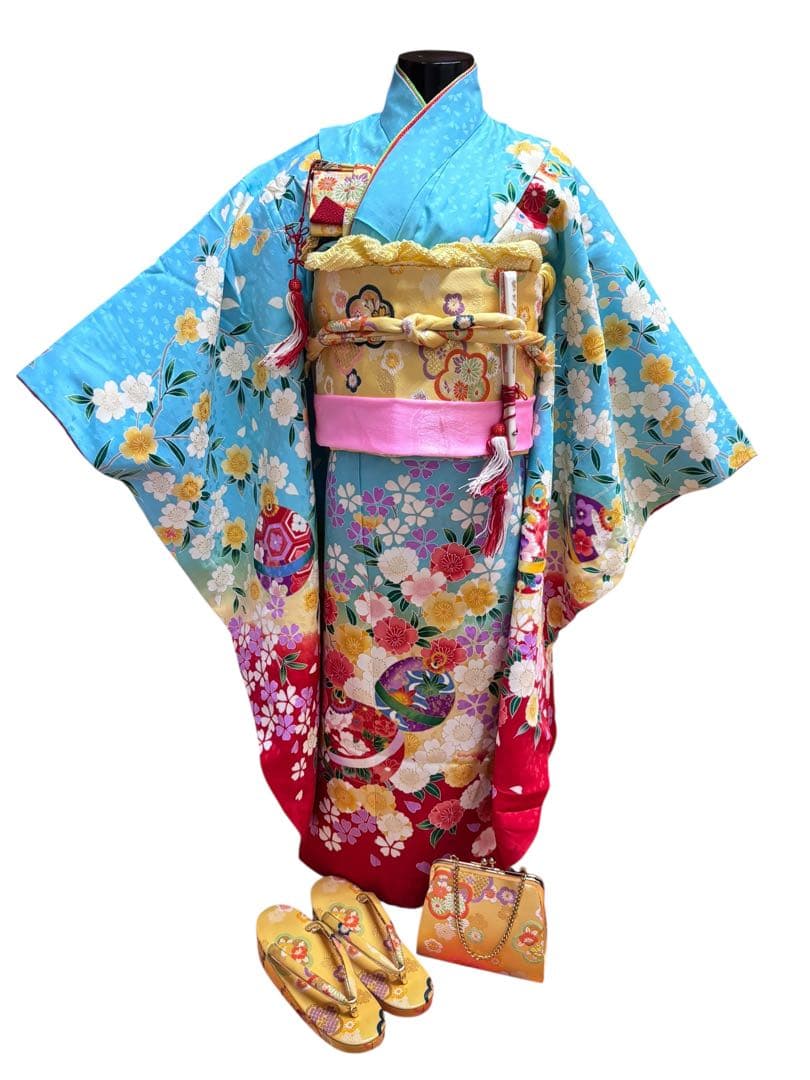 大幅値下げ‼️七五三 7歳 フルセット 水色 ゴールド