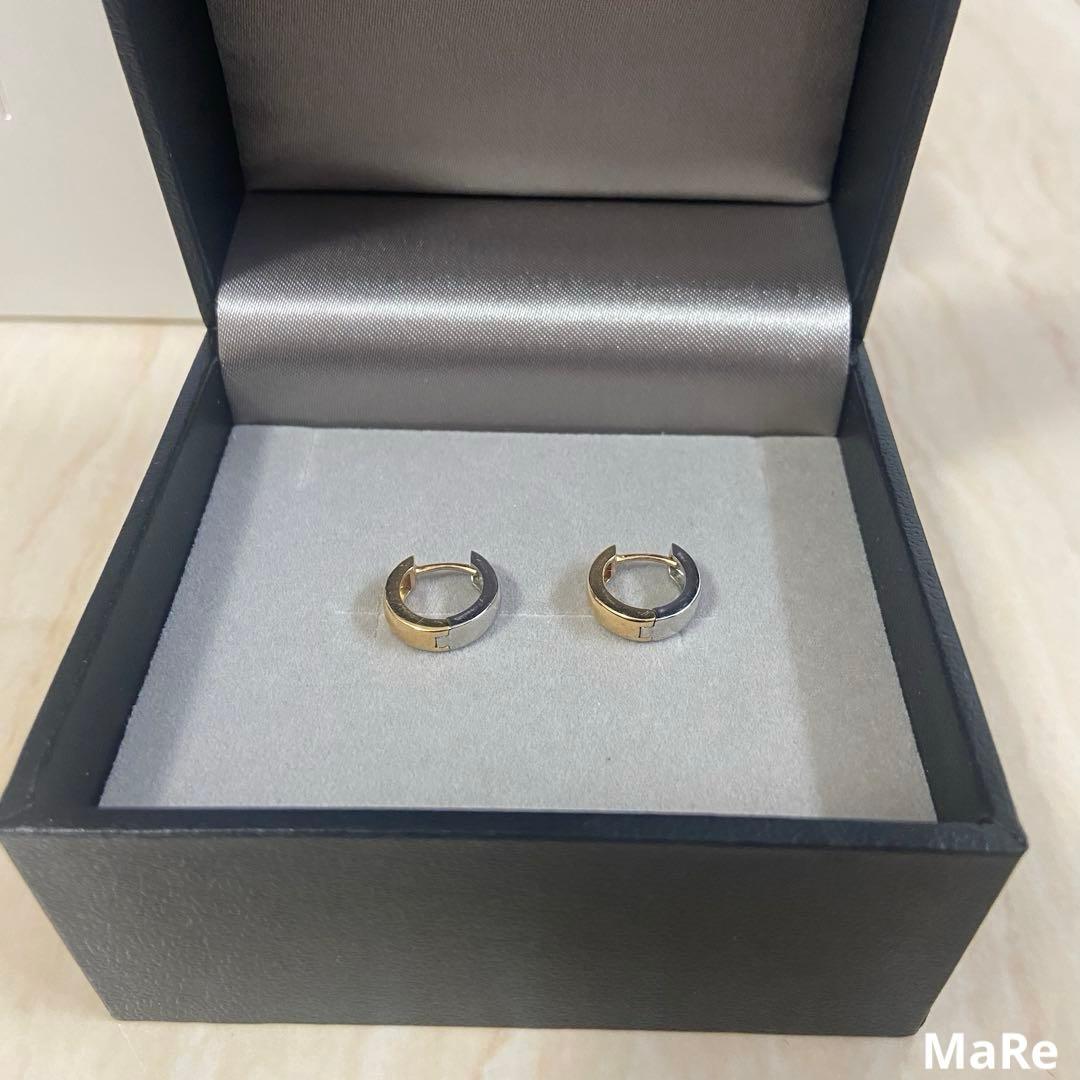 新品■9万 ジュエリーツツミ プラチナ/K18イエローゴールドリバーシブルピアス