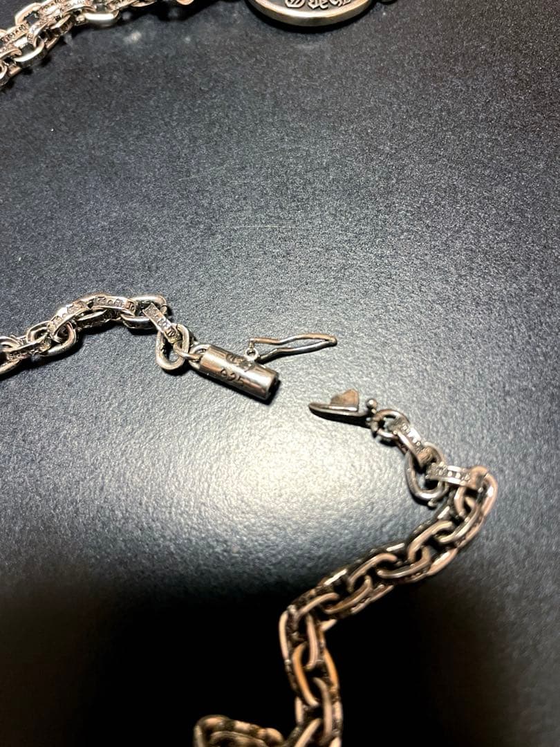 シルバー調 ペーパーチェーンネックレス ペンダント 刻印あり