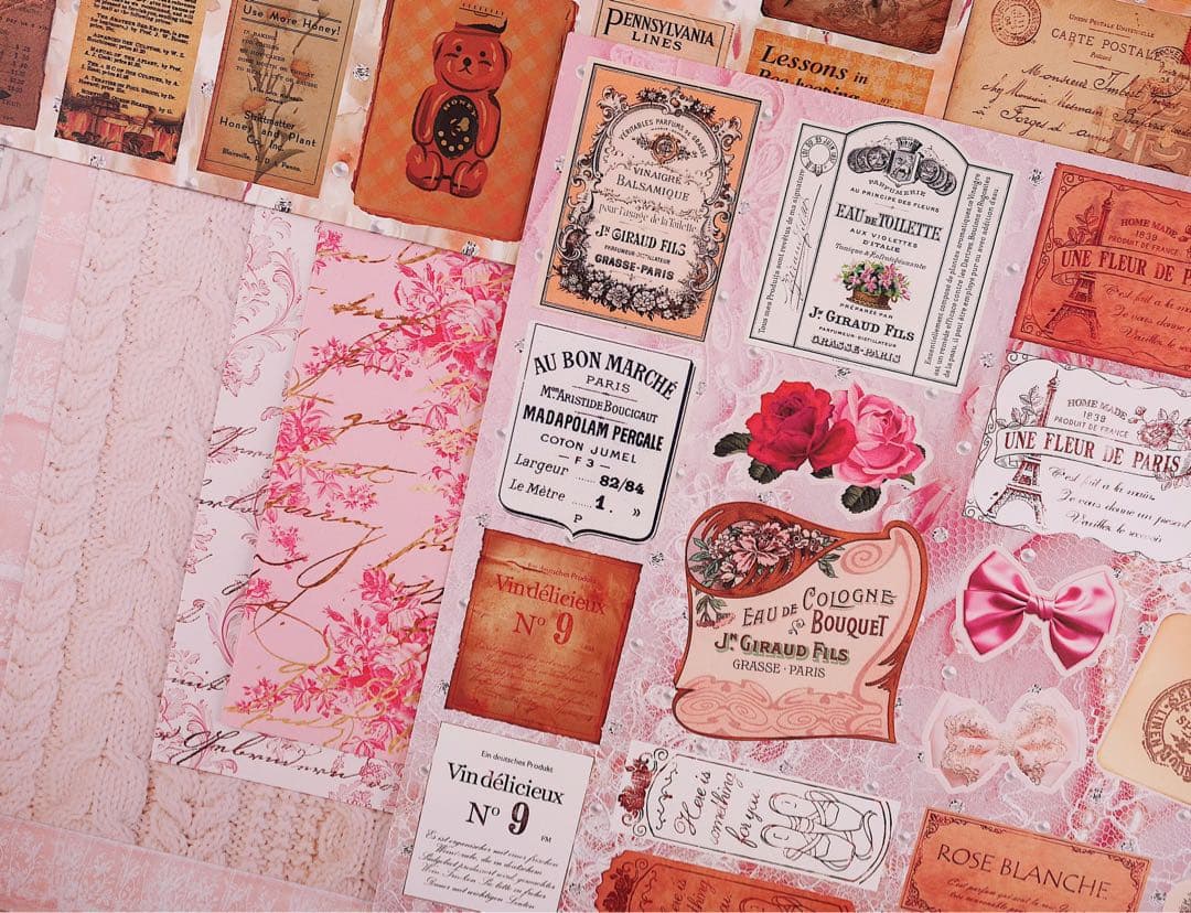 新作②romantic journal 70枚　A4デザインペーパー　コラージュ