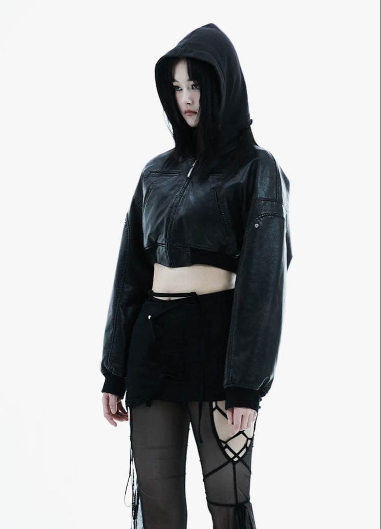 紫音様取り置き中　S leather jacket cropped