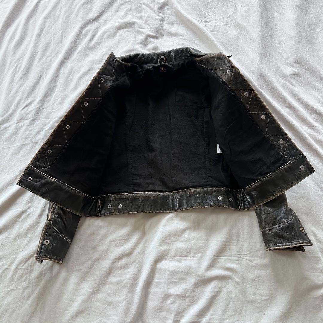 レザージャケット グランジ y2k 平成 フェード 本革 パンク ショート丈
