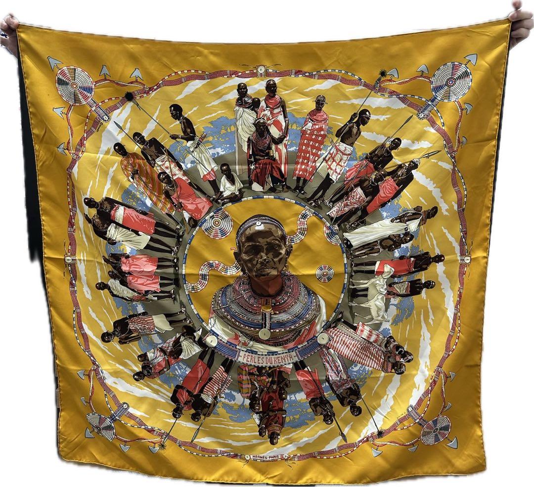 最終値下げ エルメスHERMES カレ90 ケニアの真珠スカーフ レディース