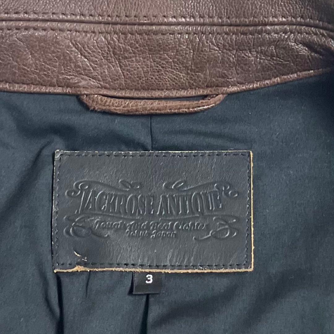 美品 ジャックローズ ゴートレザー シングルライダースジャケット ブラウン 3