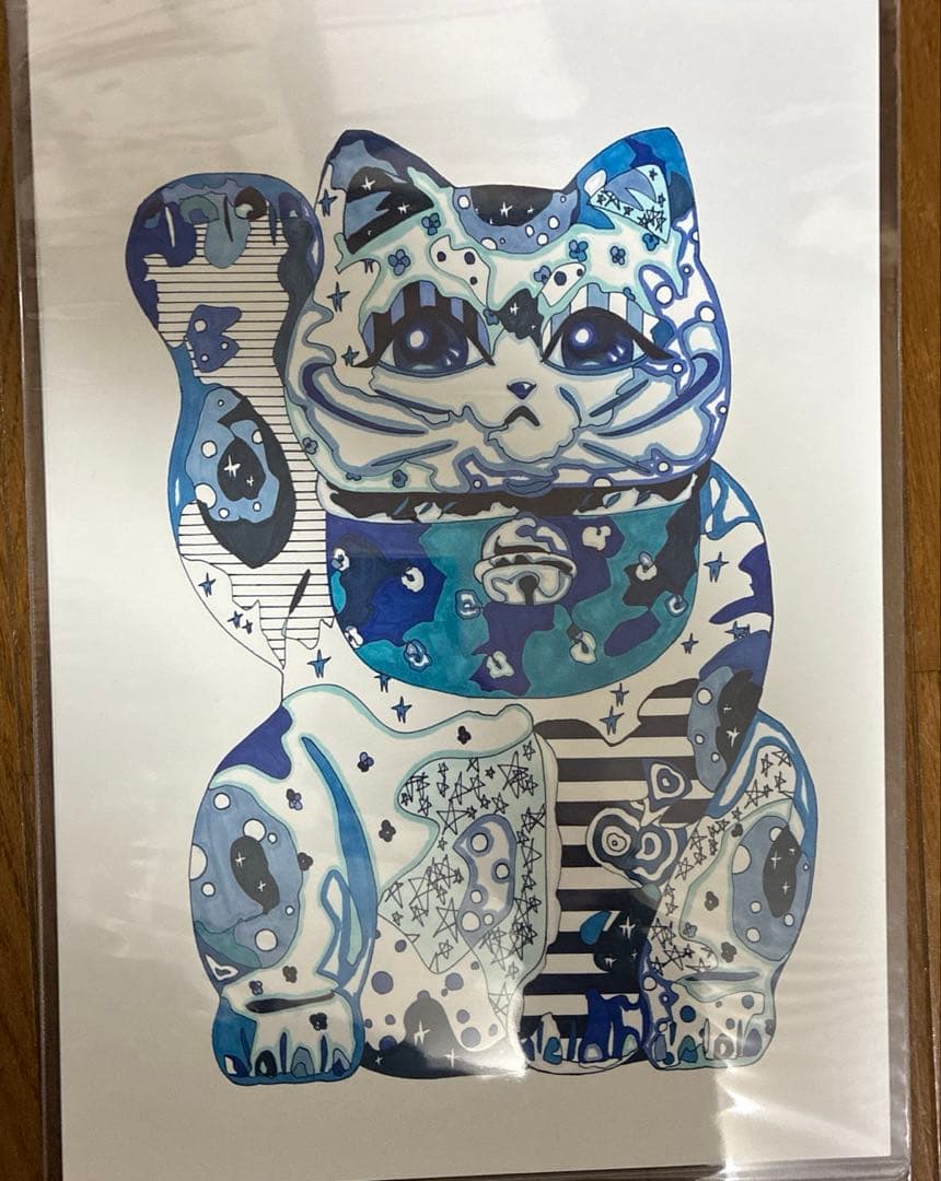 招き猫　絵画　イラスト