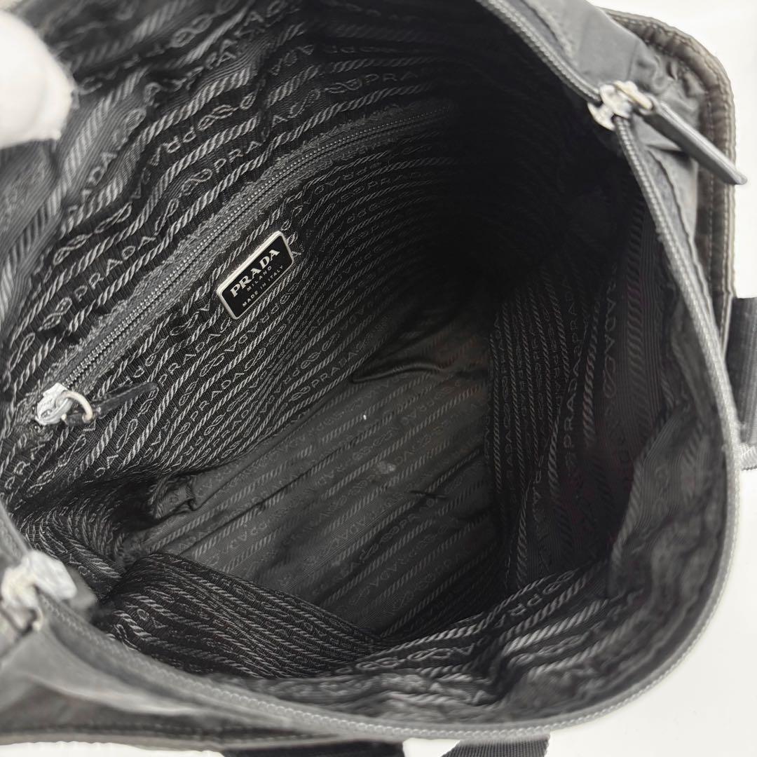 PRADA プラダ 三角ロゴ トートバッグ 肩掛けカバン ナイロン 黒 白タグ