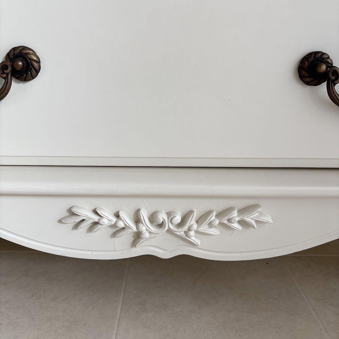 美品　フレンチカントリー　チェスト　シャビーシック　白家具　カントリー　猫脚　棚