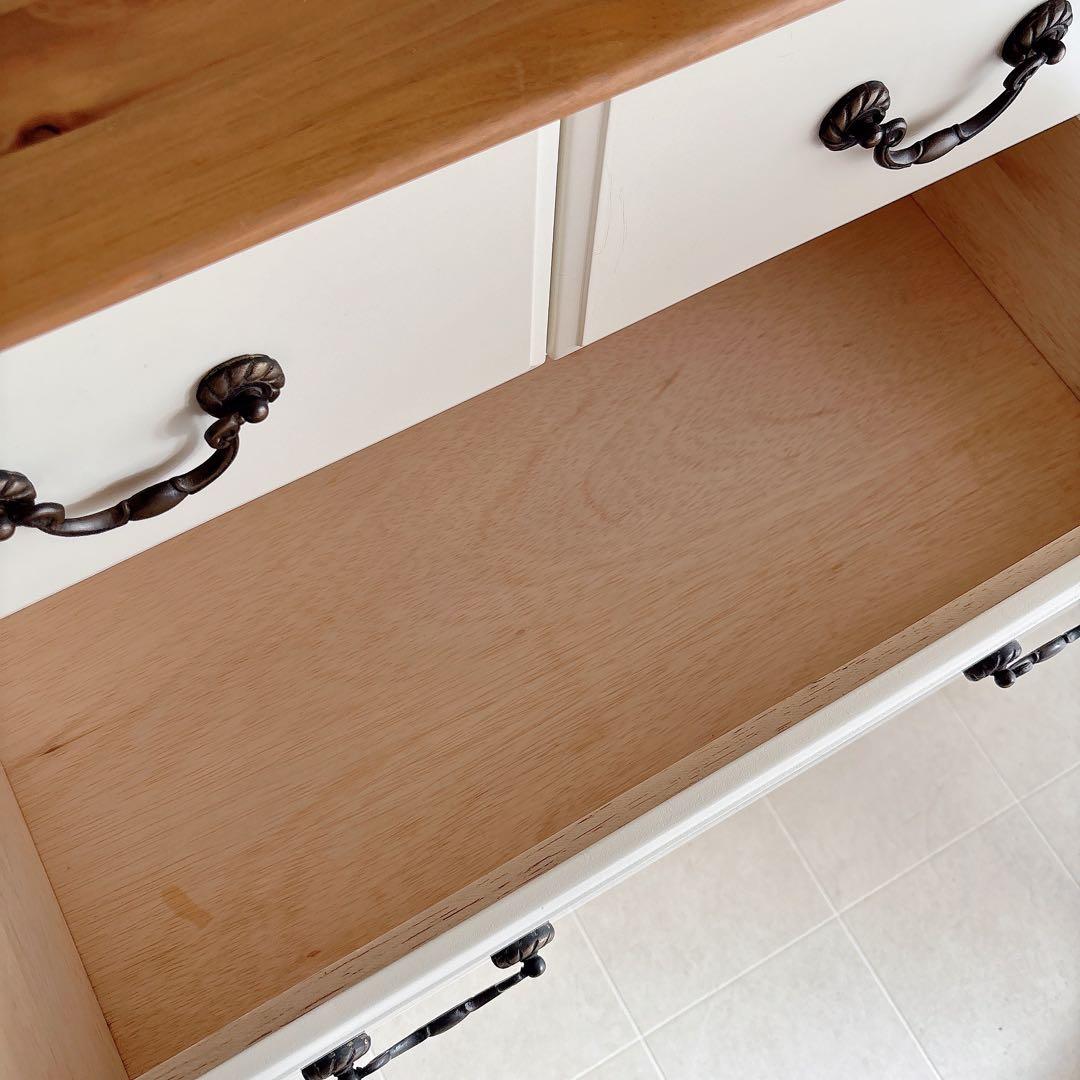 美品　フレンチカントリー　チェスト　シャビーシック　白家具　カントリー　猫脚　棚