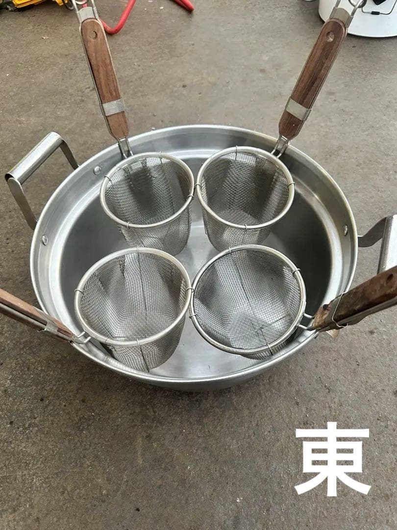 ラーメン　うどん　ソバ　麺茹で　デポ4個　大型鍋直径40センチセット