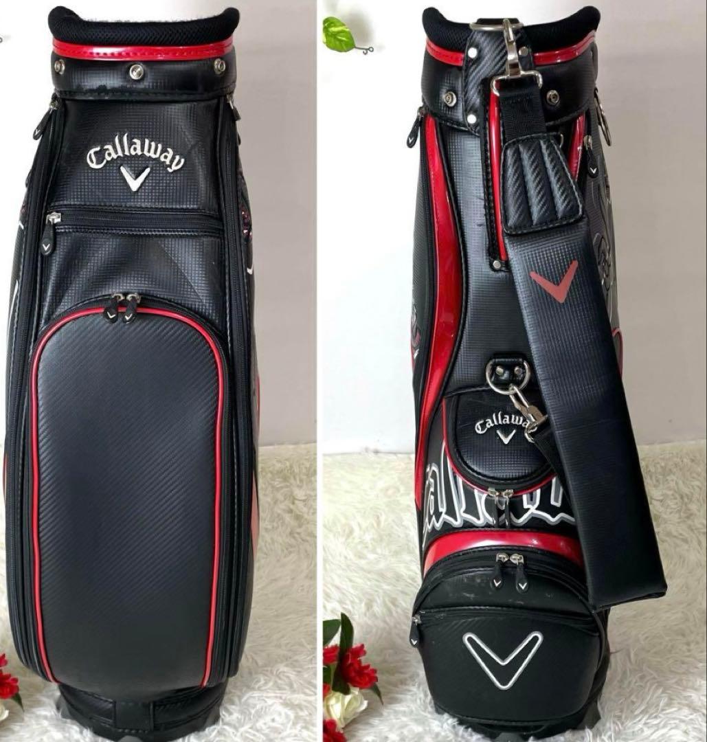キャロウェイ キャディバッグ 人気モデル 訳あり格安 黒赤 フード