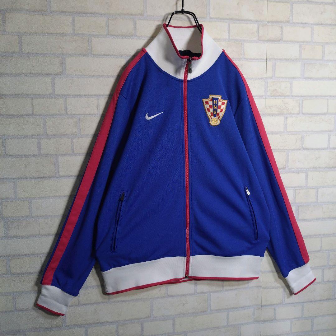 ナイキ★クロアチア代表 刺繍ロゴ エンブレムワッペン アンセムジャケット 青 L