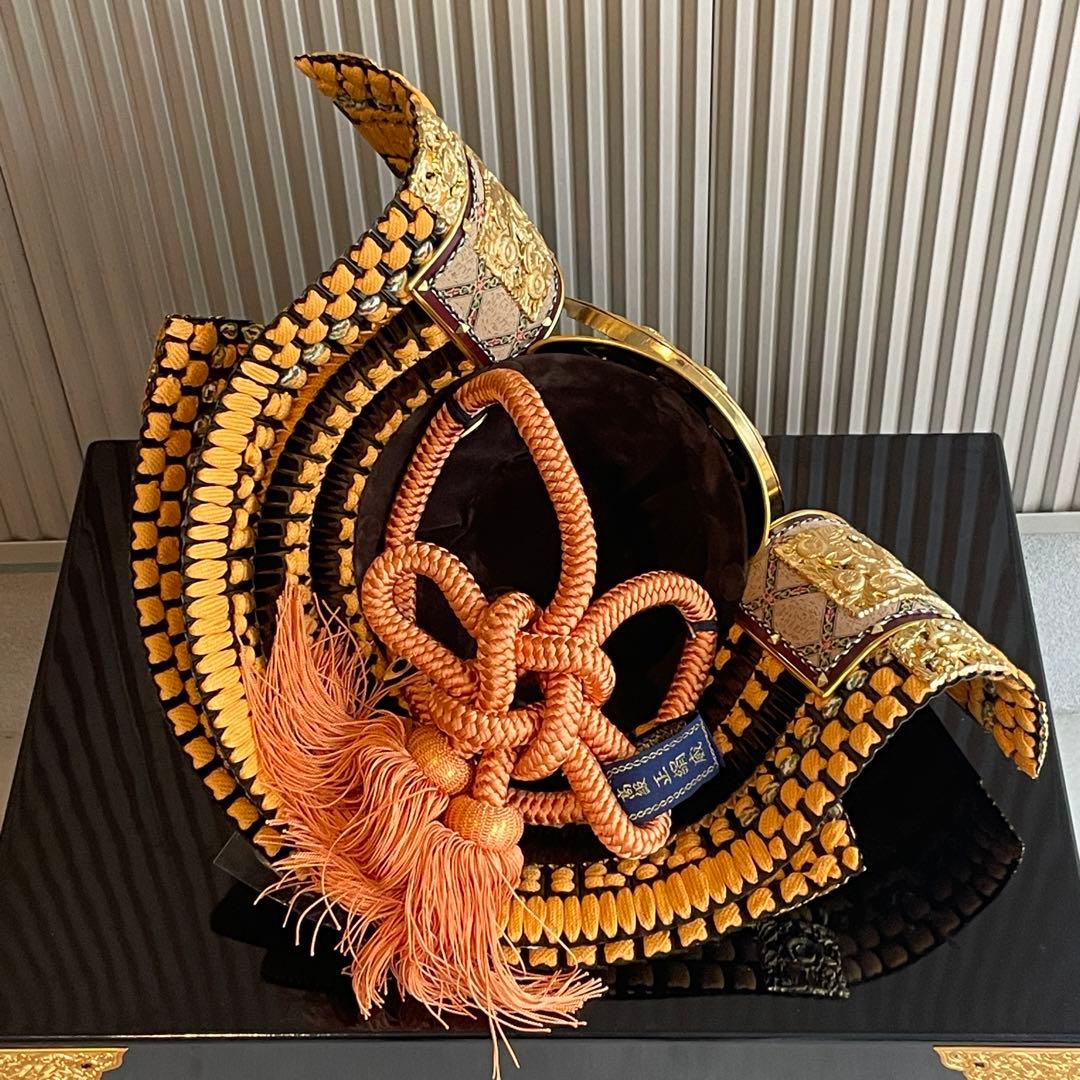 平安翠鳳　天平　御兜飾　松葉長鍬形　錆朱　木龍頭　30号　飾兜　甲冑　五月飾り