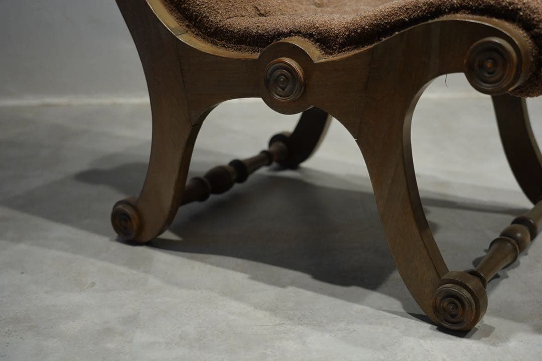 英国　イージーチェア　スリッパチェア　X frame chair アンティーク