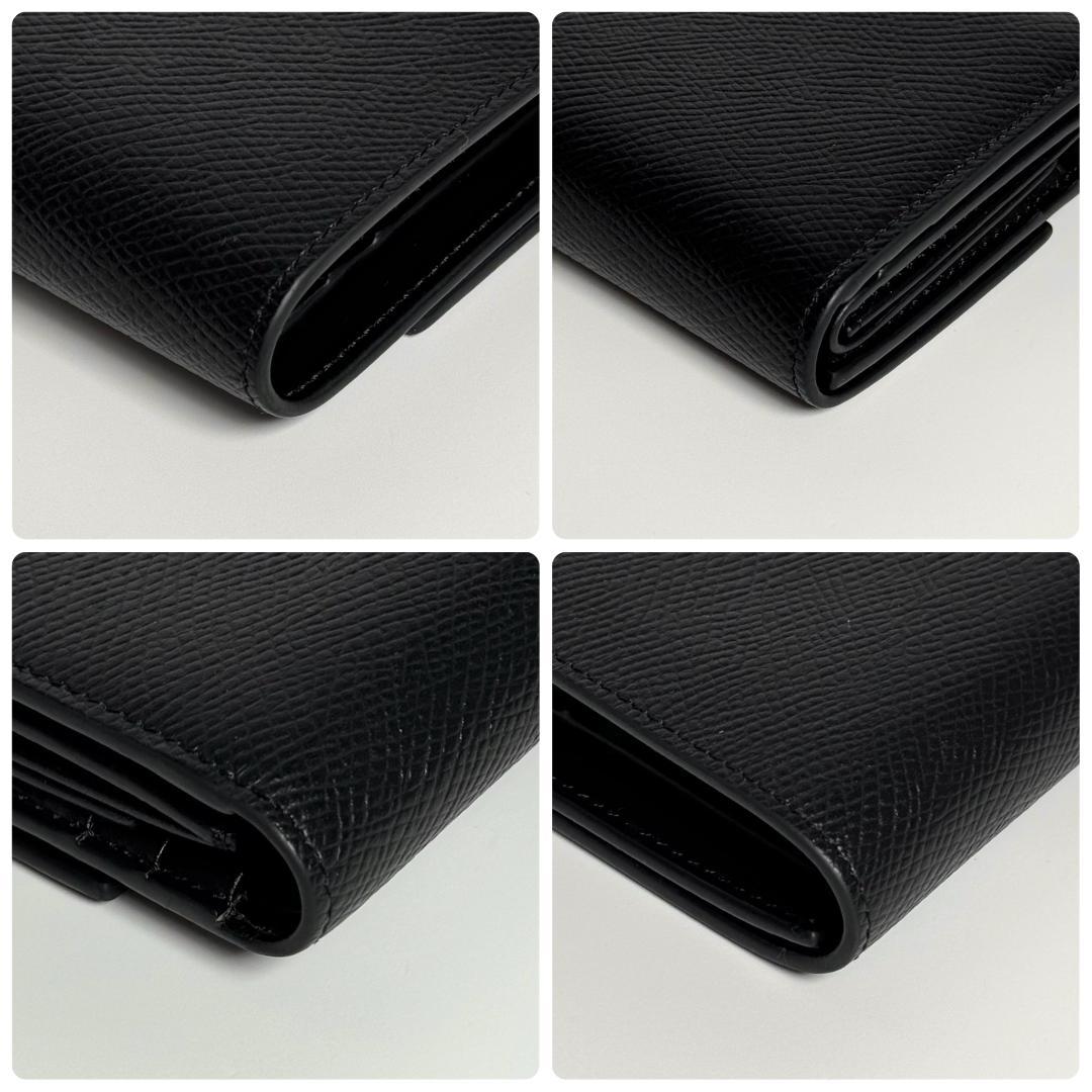 美品 セリーヌ スモール トリフォールド ウォレット レザー 三つ折り ブラック