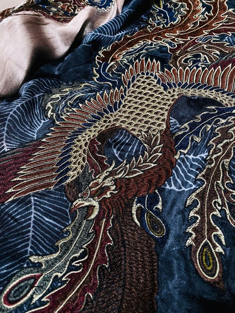 雅結 美品 ２面用 日本限定 龍ワシ スカジャン レーヨン unisex